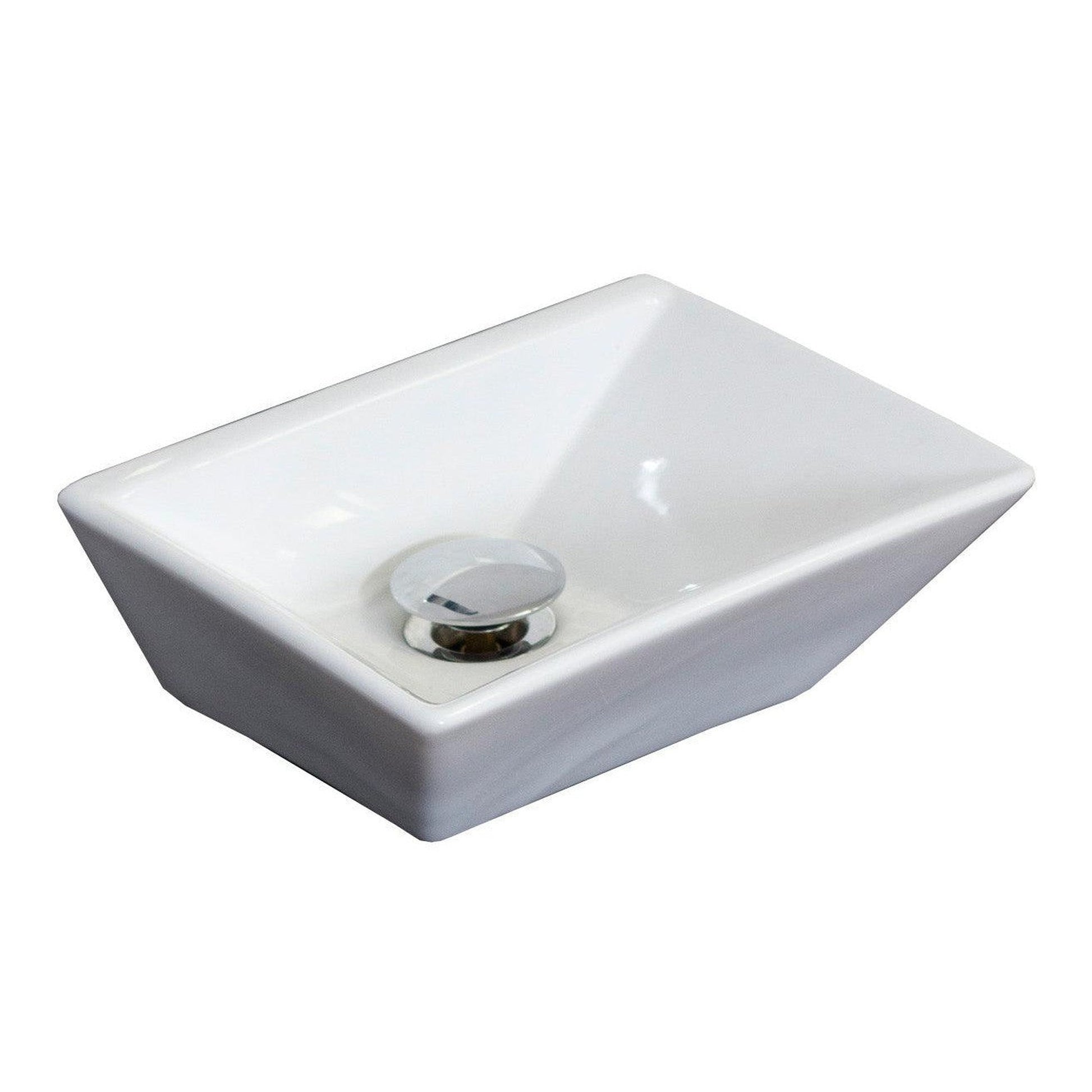 American Imaginations AI-17874 12" White Rectangular Ceramic Above Counter Bathroom Vessel Sink Set