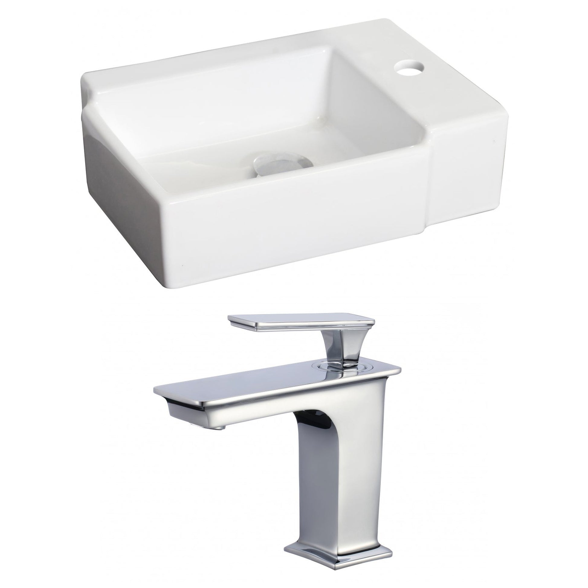 American Imaginations AI-17880 16" White Rectangular Ceramic Above Counter Bathroom Vessel Sink Set