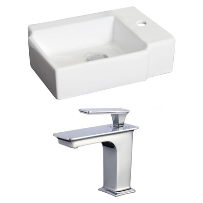 American Imaginations AI-17880 16" White Rectangular Ceramic Above Counter Bathroom Vessel Sink Set
