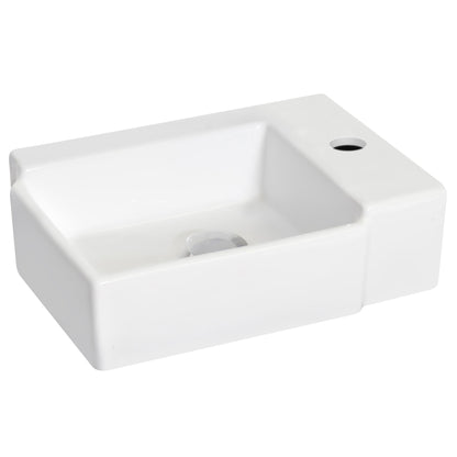 American Imaginations AI-17882 16" White Rectangular Ceramic Wall Mount Bathroom Vessel Sink Set