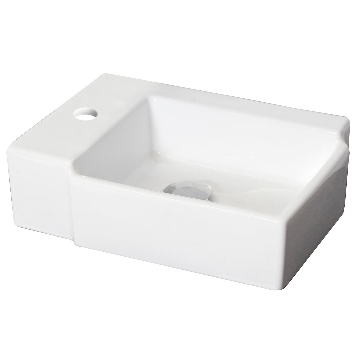 American Imaginations AI-17883 16" White Rectangular Ceramic Above Counter Bathroom Vessel Sink Set