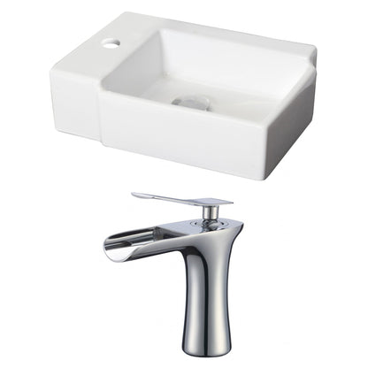 American Imaginations AI-17883 16" White Rectangular Ceramic Above Counter Bathroom Vessel Sink Set