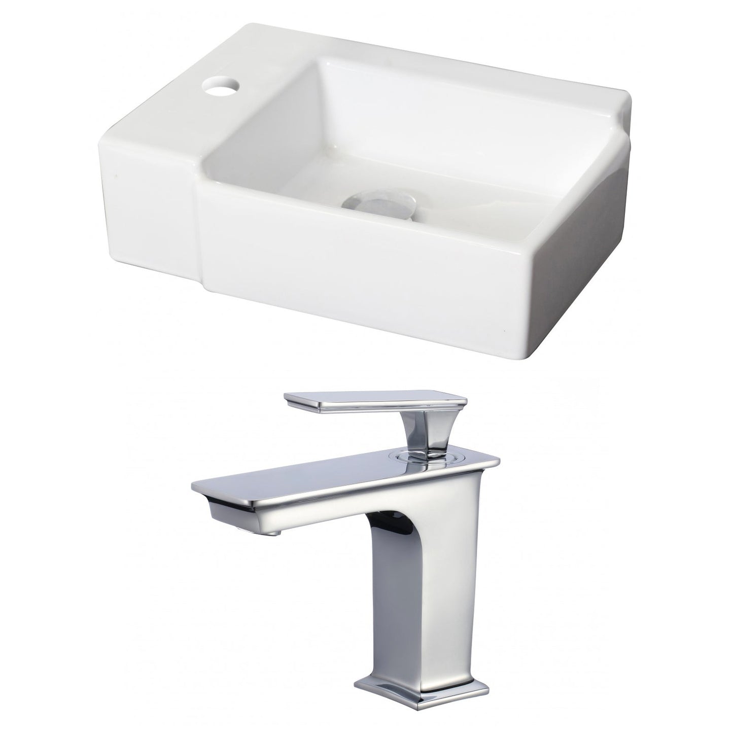 American Imaginations AI-17884 16" White Rectangular Ceramic Above Counter Bathroom Vessel Sink Set