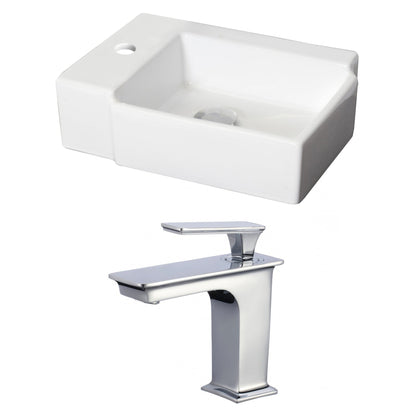American Imaginations AI-17884 16" White Rectangular Ceramic Above Counter Bathroom Vessel Sink Set