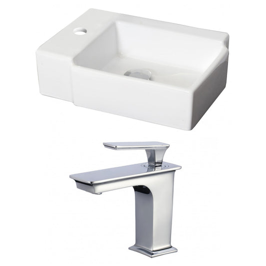 American Imaginations AI-17884 16" White Rectangular Ceramic Above Counter Bathroom Vessel Sink Set