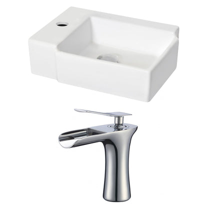 American Imaginations AI-17885 16" White Rectangular Ceramic Wall Mount Bathroom Vessel Sink Set