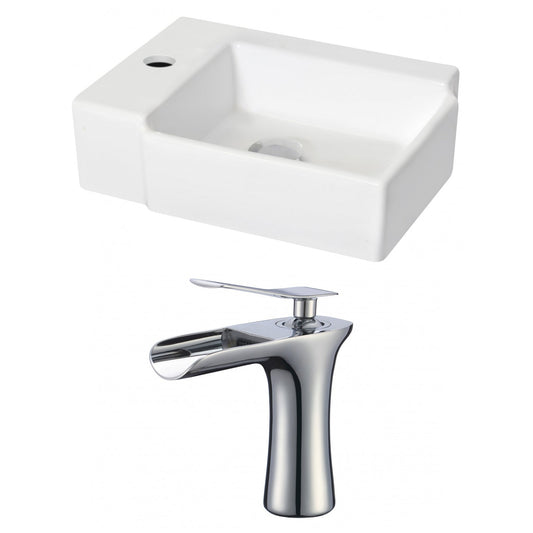 American Imaginations AI-17885 16" White Rectangular Ceramic Wall Mount Bathroom Vessel Sink Set