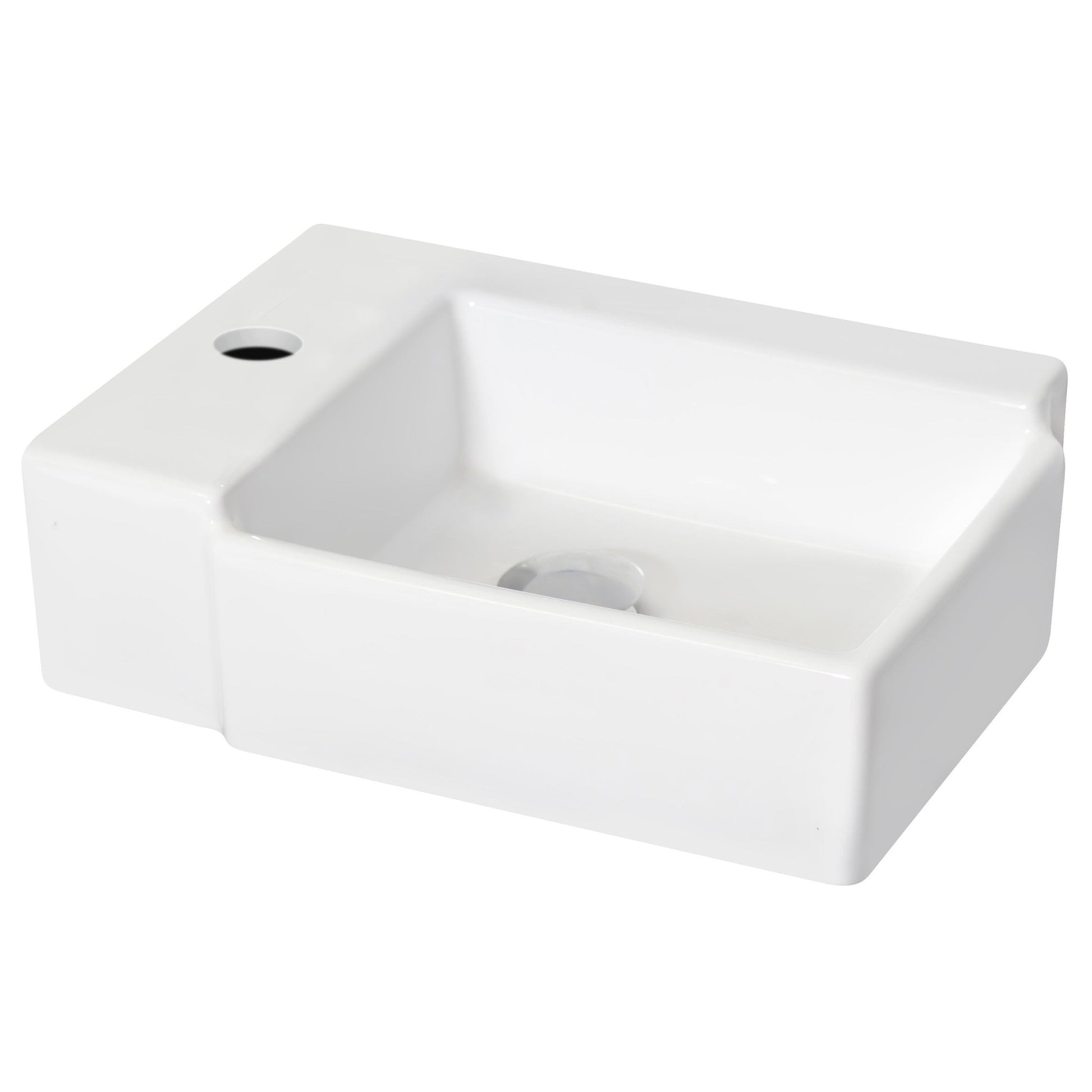 American Imaginations AI-17886 16" White Rectangular Ceramic Wall Mount Bathroom Vessel Sink Set