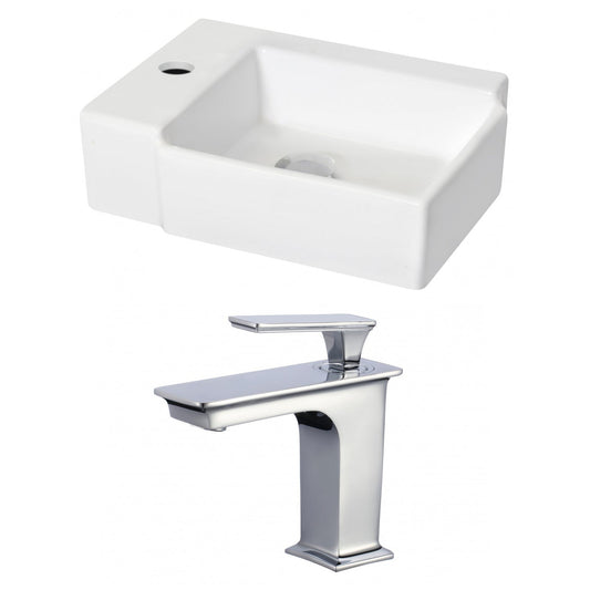 American Imaginations AI-17886 16" White Rectangular Ceramic Wall Mount Bathroom Vessel Sink Set