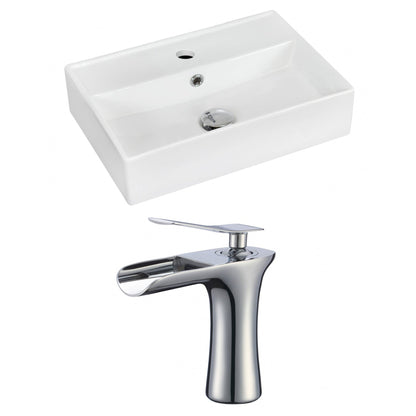 American Imaginations AI-17891 20" White Rectangular Ceramic Wall Mount Bathroom Vessel Sink Set