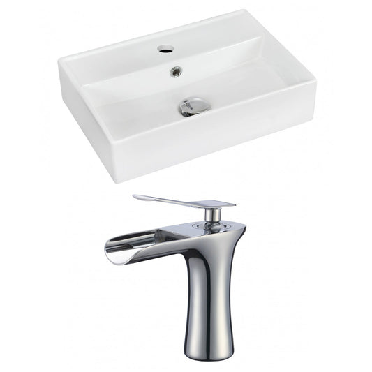 American Imaginations AI-17891 20" White Rectangular Ceramic Wall Mount Bathroom Vessel Sink Set