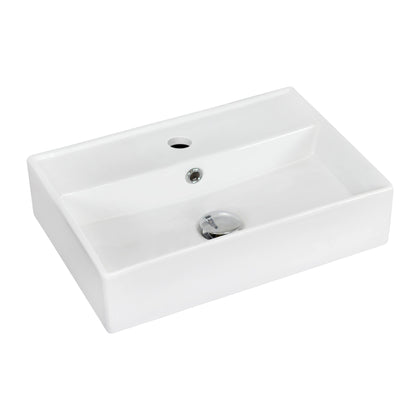 American Imaginations AI-17892 20" White Rectangular Ceramic Wall Mount Bathroom Vessel Sink Set