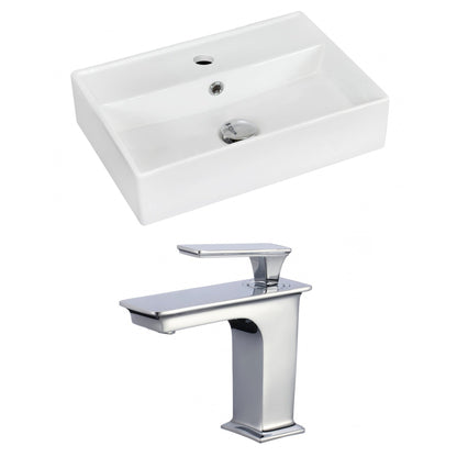American Imaginations AI-17892 20" White Rectangular Ceramic Wall Mount Bathroom Vessel Sink Set