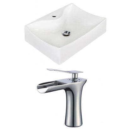 American Imaginations AI-17899 22" White Rectangular Ceramic Above Counter Bathroom Vessel Sink Set