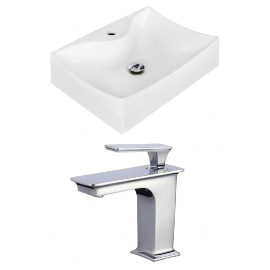 American Imaginations AI-17900 22" White Rectangular Ceramic Above Counter Bathroom Vessel Sink Set
