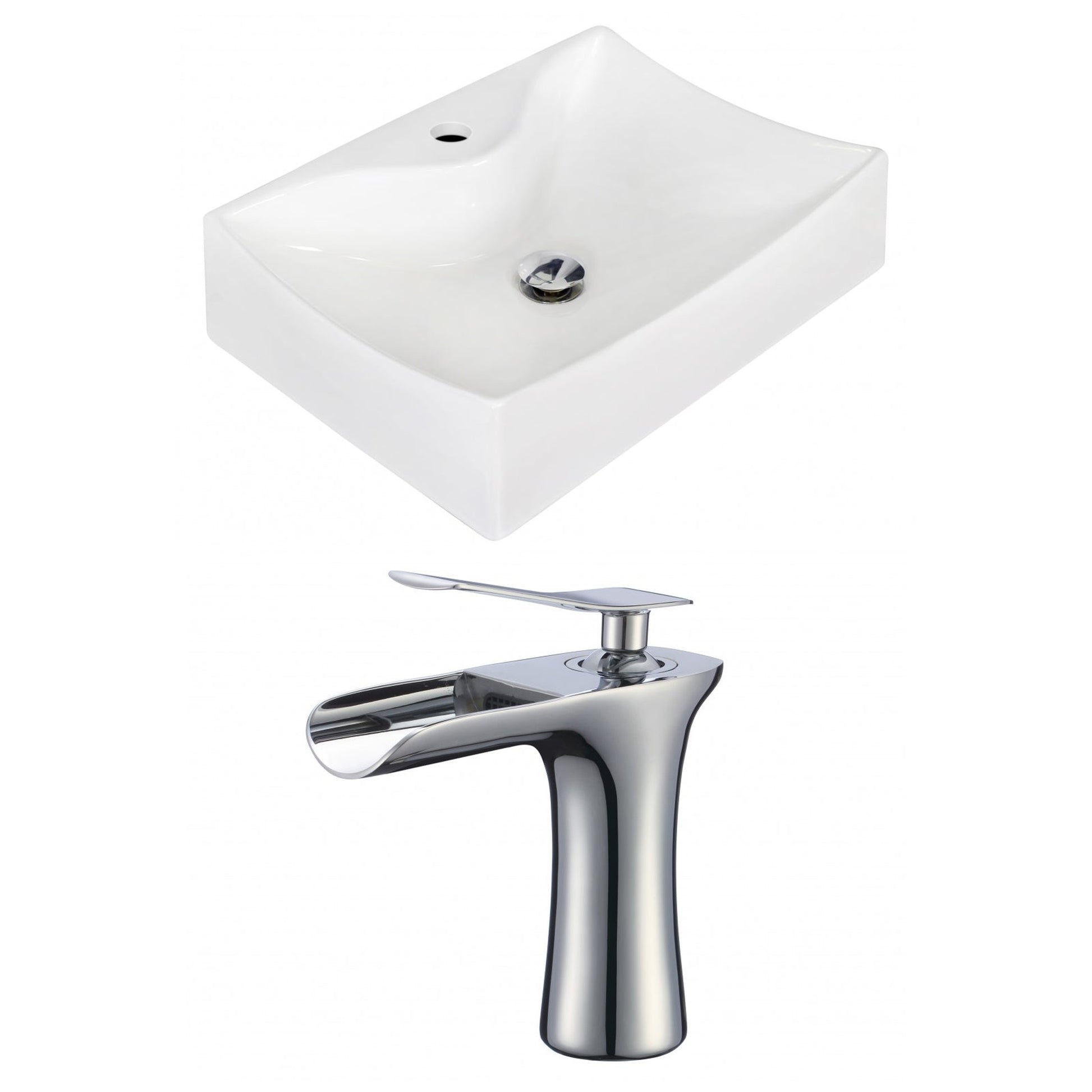 American Imaginations AI-17901 22" White Rectangular Ceramic Wall Mount Bathroom Vessel Sink Set