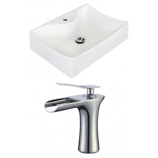 American Imaginations AI-17901 22" White Rectangular Ceramic Wall Mount Bathroom Vessel Sink Set