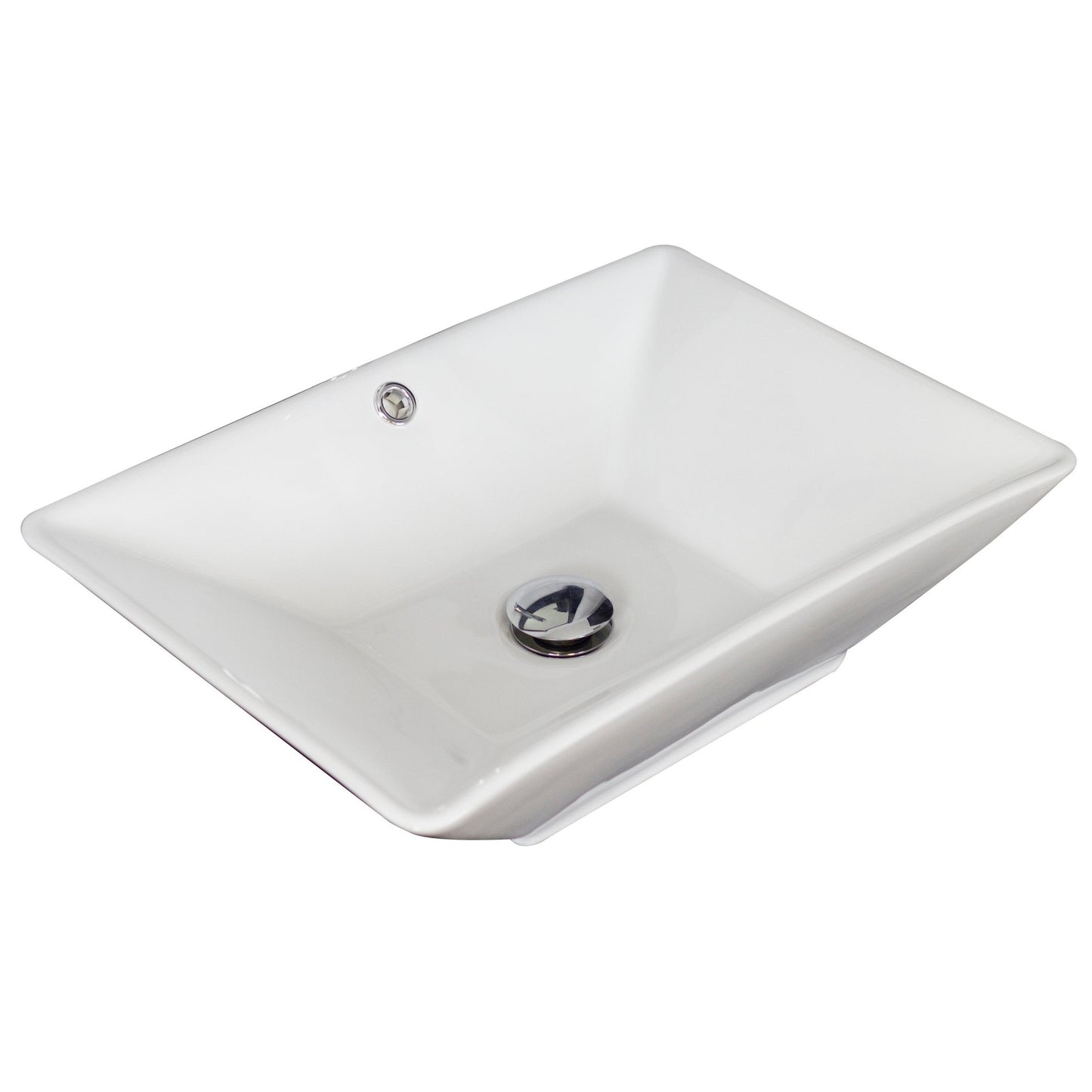 American Imaginations AI-17903 22" White Rectangular Ceramic Above Counter Bathroom Vessel Sink Set