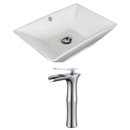 American Imaginations AI-17903 22" White Rectangular Ceramic Above Counter Bathroom Vessel Sink Set