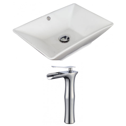 American Imaginations AI-17903 22" White Rectangular Ceramic Above Counter Bathroom Vessel Sink Set