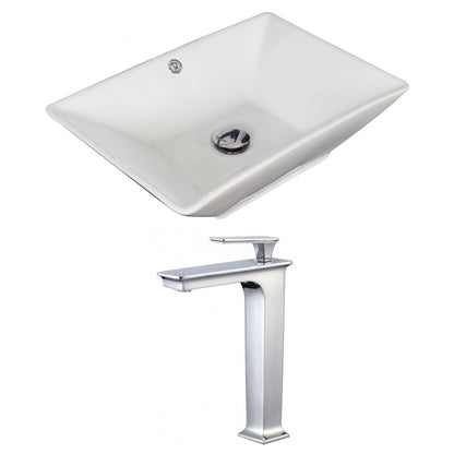 American Imaginations AI-17904 22" White Rectangular Ceramic Above Counter Bathroom Vessel Sink Set