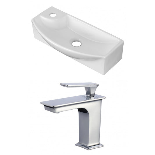 American Imaginations AI-17906 18" White Rectangular Ceramic Above Counter Bathroom Vessel Sink Set