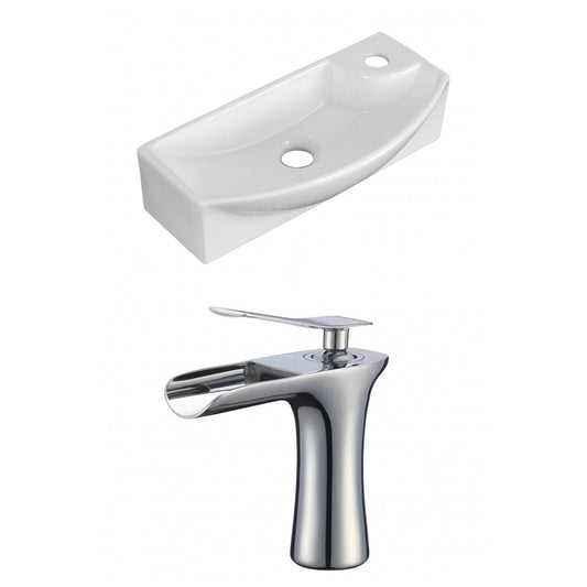 American Imaginations AI-17907 18" White Rectangular Ceramic Wall Mount Bathroom Vessel Sink Set