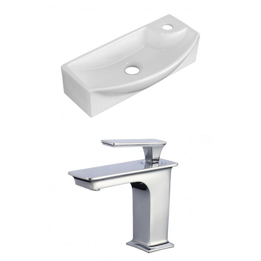 American Imaginations AI-17908 18" White Rectangular Ceramic Wall Mount Bathroom Vessel Sink Set