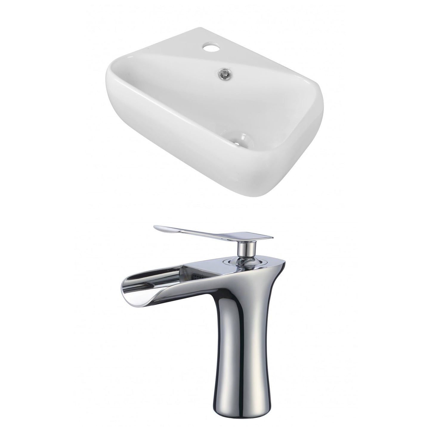 American Imaginations AI-17909 18" White Rectangular Ceramic Above Counter Bathroom Vessel Sink Set