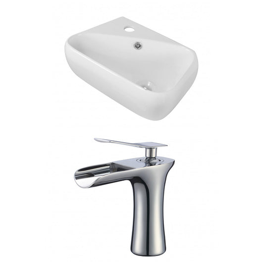 American Imaginations AI-17909 18" White Rectangular Ceramic Above Counter Bathroom Vessel Sink Set