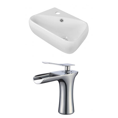 American Imaginations AI-17911 18" White Rectangular Ceramic Wall Mount Bathroom Vessel Sink Set