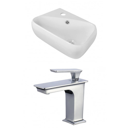 American Imaginations AI-17912 18" White Rectangular Ceramic Wall Mount Bathroom Vessel Sink Set