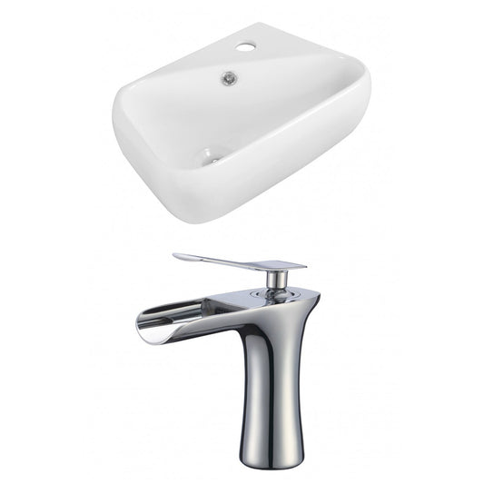 American Imaginations AI-17913 18" White Rectangular Ceramic Above Counter Bathroom Vessel Sink Set