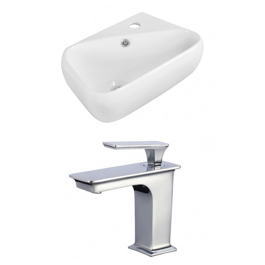 American Imaginations AI-17914 18" White Rectangular Ceramic Above Counter Bathroom Vessel Sink Set