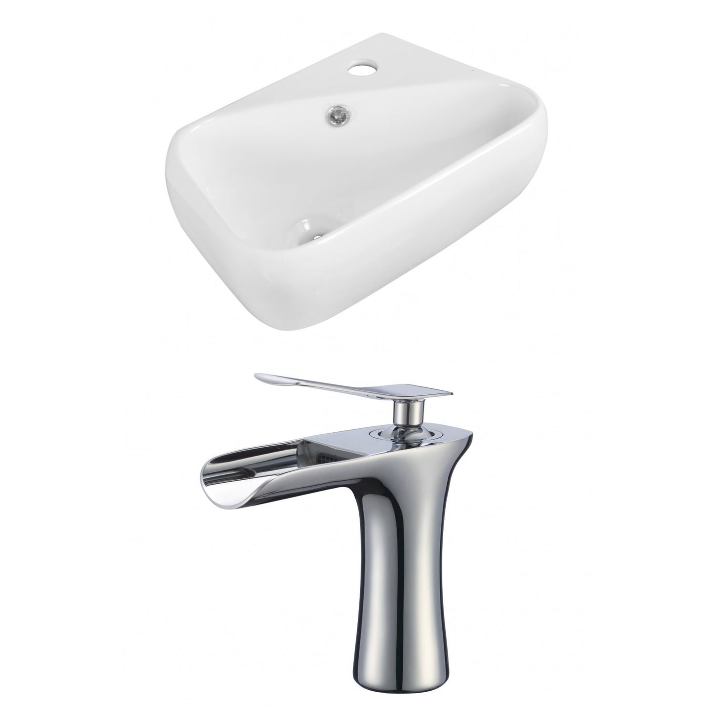 American Imaginations AI-17915 18" White Rectangular Ceramic Wall Mount Bathroom Vessel Sink Set