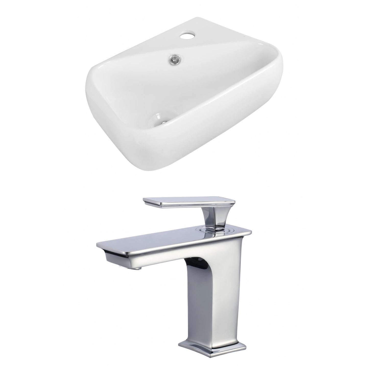 American Imaginations AI-17916 18" White Rectangular Ceramic Wall Mount Bathroom Vessel Sink Set