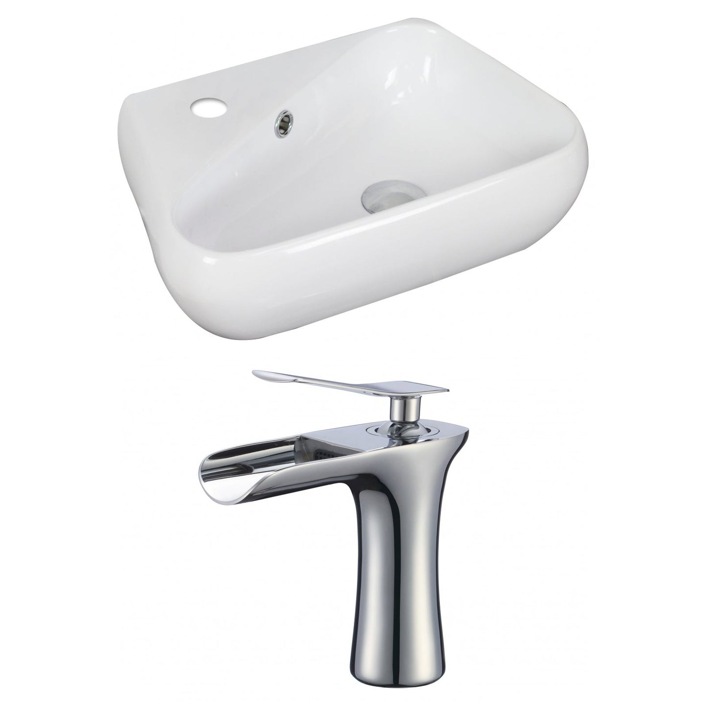 American Imaginations AI-17917 18" White Unique Ceramic Above Counter Bathroom Vessel Sink Set