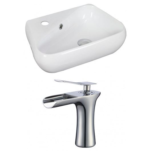 American Imaginations AI-17917 18" White Unique Ceramic Above Counter Bathroom Vessel Sink Set