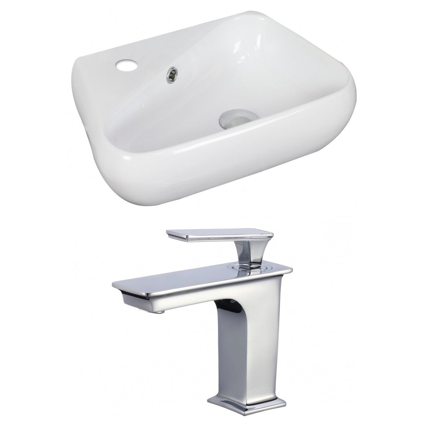 American Imaginations AI-17918 18" White Unique Ceramic Above Counter Bathroom Vessel Sink Set