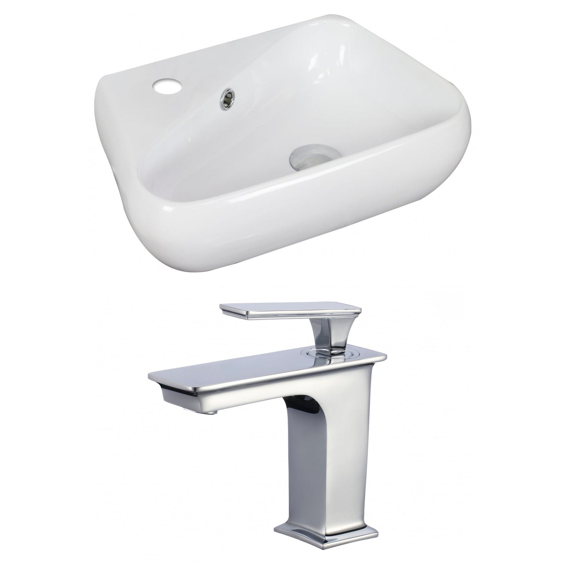 American Imaginations AI-17918 18" White Unique Ceramic Above Counter Bathroom Vessel Sink Set
