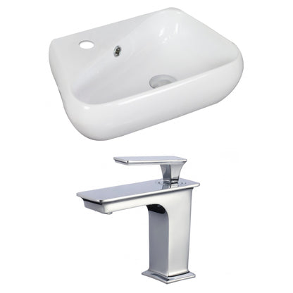 American Imaginations AI-17918 18" White Unique Ceramic Above Counter Bathroom Vessel Sink Set