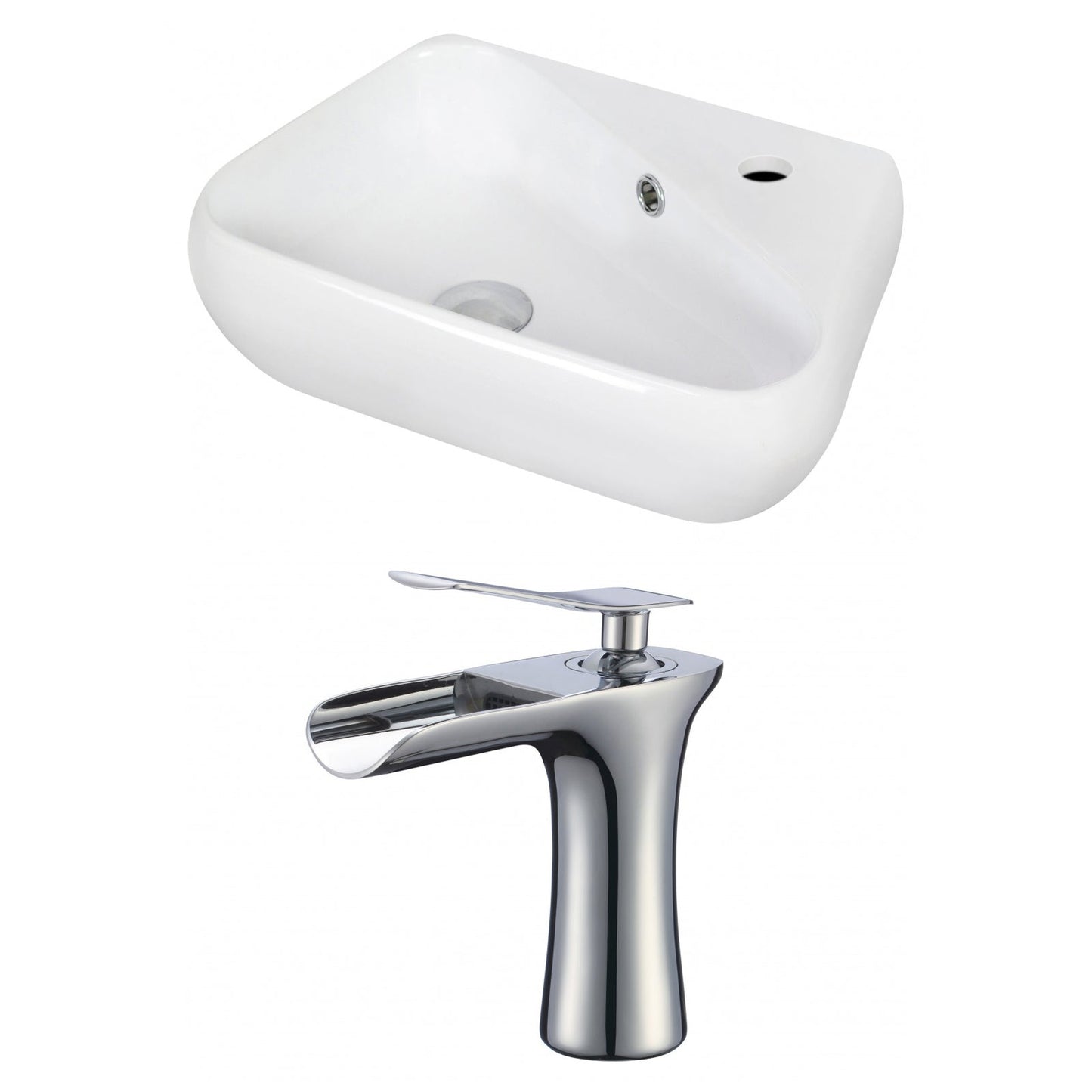 American Imaginations AI-17919 18" White Unique Ceramic Above Counter Bathroom Vessel Sink Set