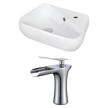 American Imaginations AI-17919 18" White Unique Ceramic Above Counter Bathroom Vessel Sink Set