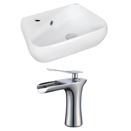 American Imaginations AI-17921 18" White Unique Ceramic Wall Mount Bathroom Vessel Sink Set