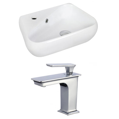 American Imaginations AI-17922 18" White Unique Ceramic Wall Mount Bathroom Vessel Sink Set