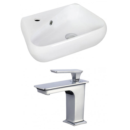 American Imaginations AI-17922 18" White Unique Ceramic Wall Mount Bathroom Vessel Sink Set
