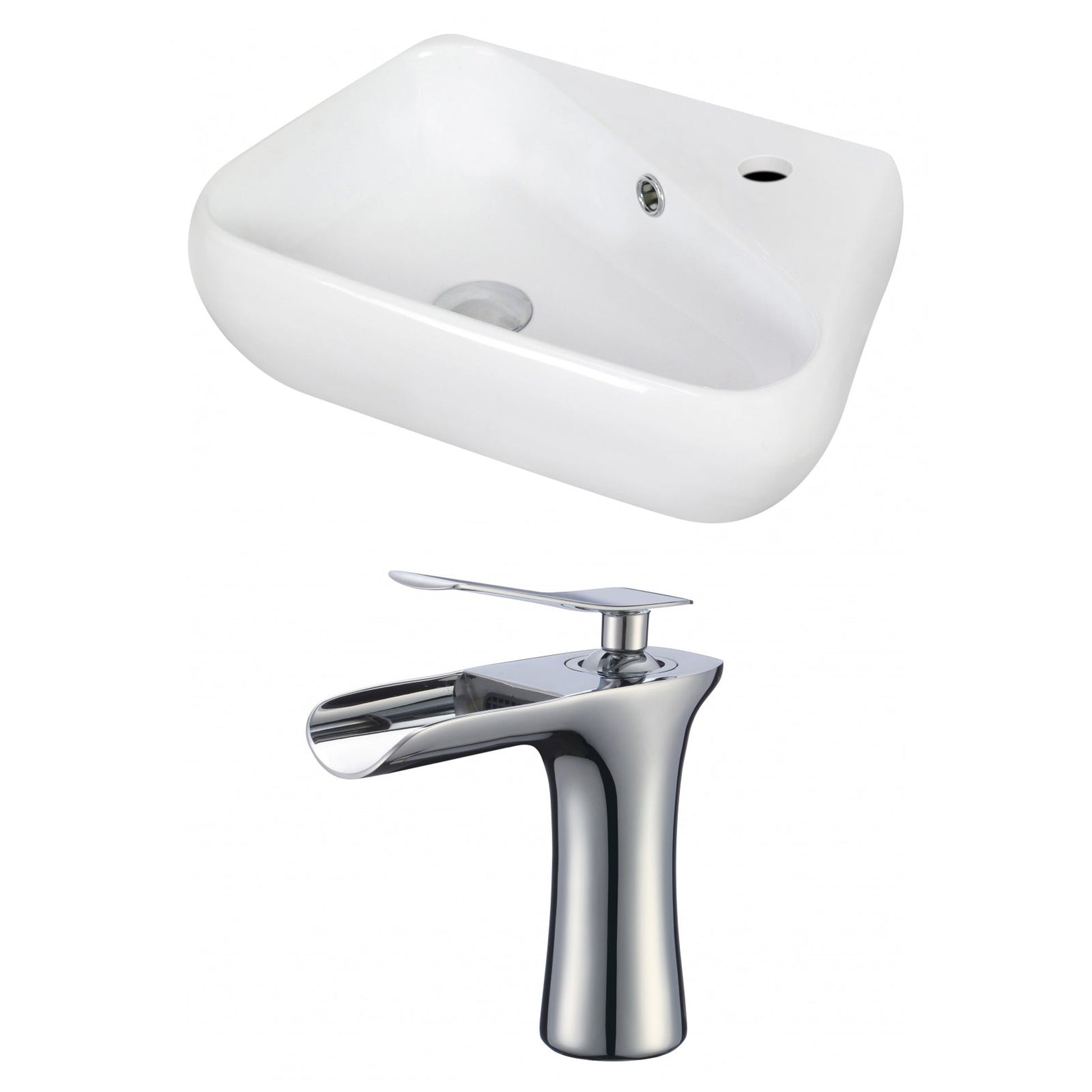 American Imaginations AI-17923 18" White Unique Ceramic Wall Mount Bathroom Vessel Sink Set
