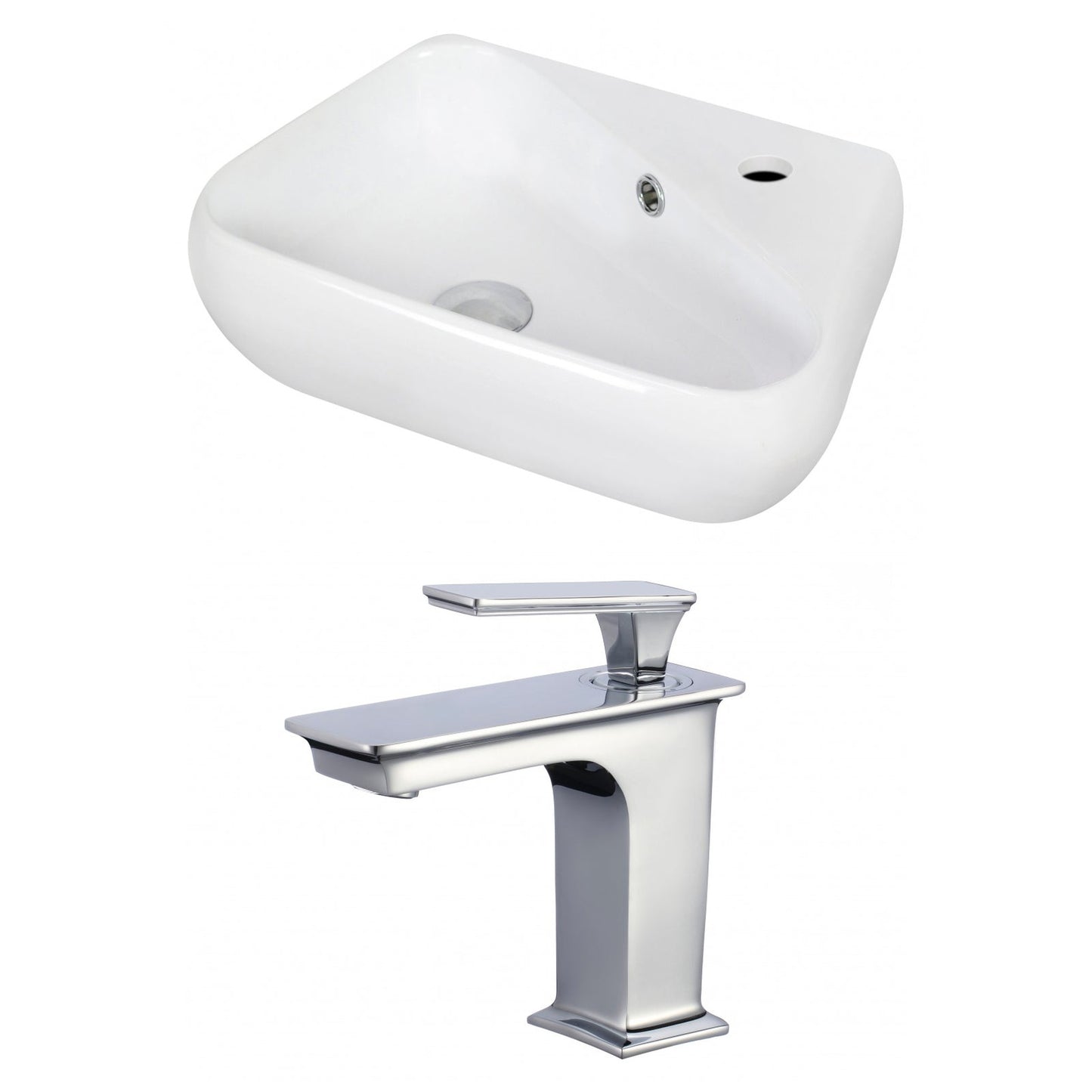 American Imaginations AI-17924 18" White Unique Ceramic Wall Mount Bathroom Vessel Sink Set