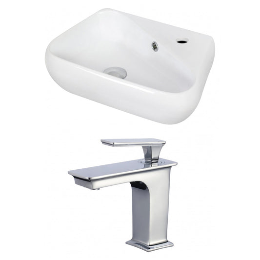 American Imaginations AI-17924 18" White Unique Ceramic Wall Mount Bathroom Vessel Sink Set