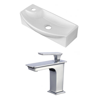 American Imaginations AI-17928 18" White Rectangular Ceramic Wall Mount Bathroom Vessel Sink Set